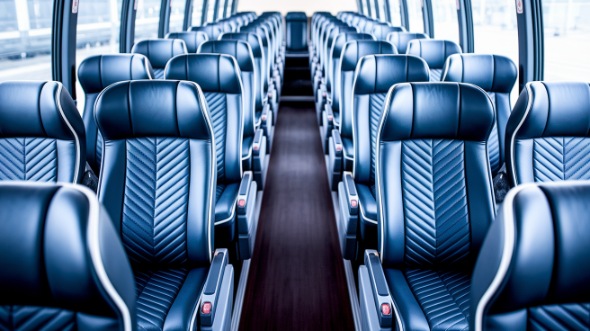 55 passenger charter bus inside auburn